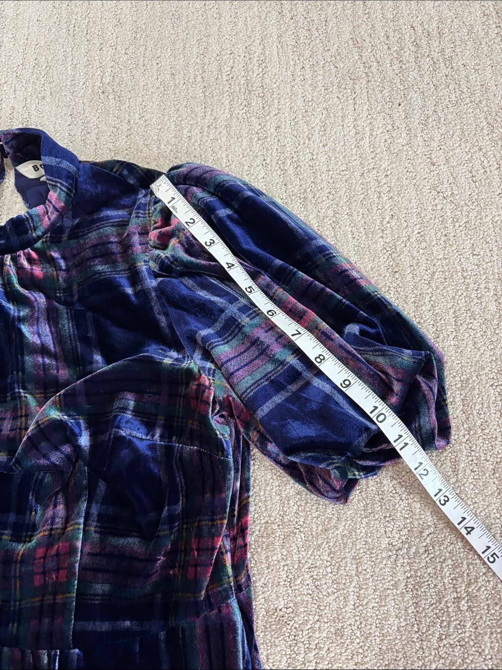 Boden Navy Plaid Velvet High Neck Midi Dress Size 4 EUC - Picture 11 of 12